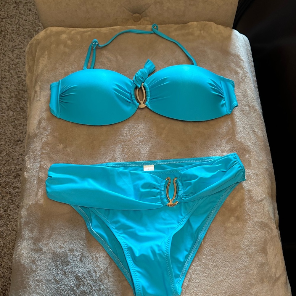 Aqua Blue Bikini Set Juniors Sz L